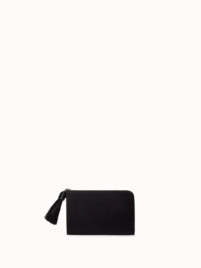 Tassel Pouch In Satin Fabric Black Women Akris Mini Bags