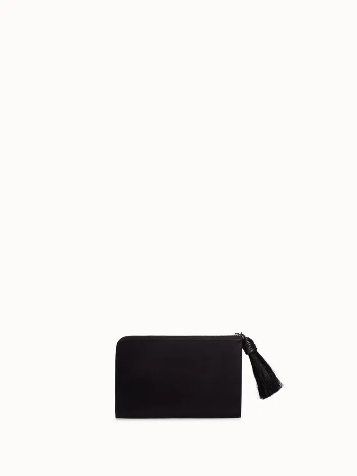 Tassel Pouch In Satin Fabric Black Women Akris Mini Bags