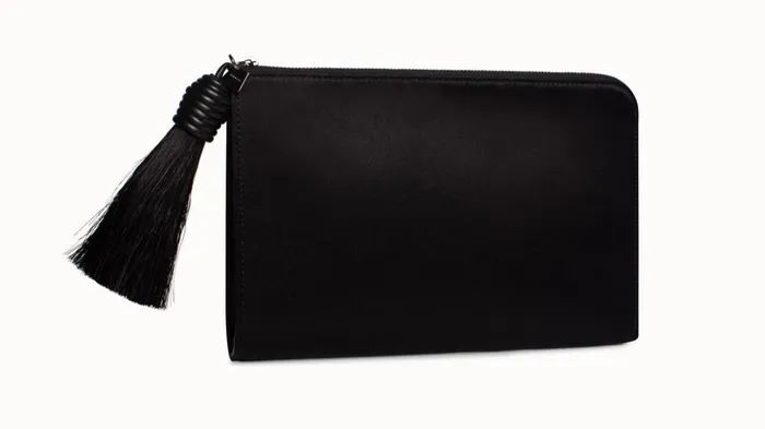 Tassel Pouch In Satin Fabric Black Women Akris Mini Bags