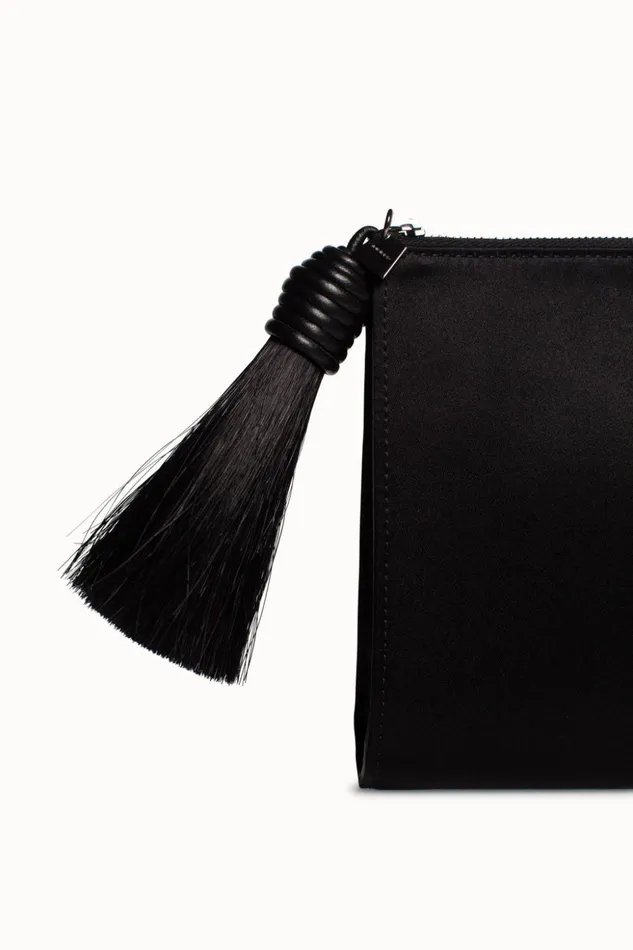 Tassel Pouch In Satin Fabric Black Women Akris Mini Bags