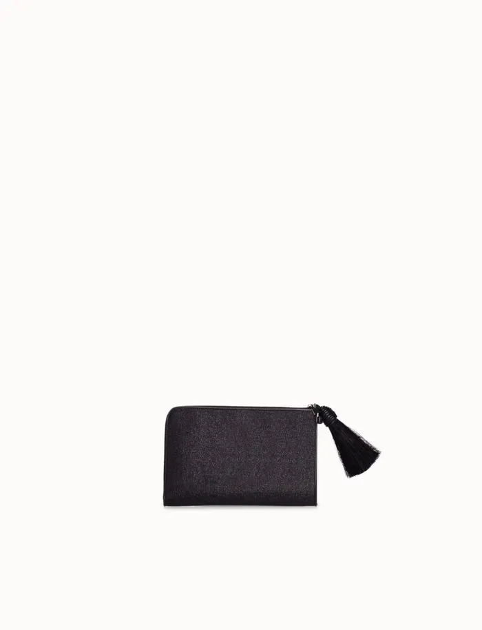 Tassle Pouch In Horsehair Fabric Black Metallic Women Akris Mini Bags