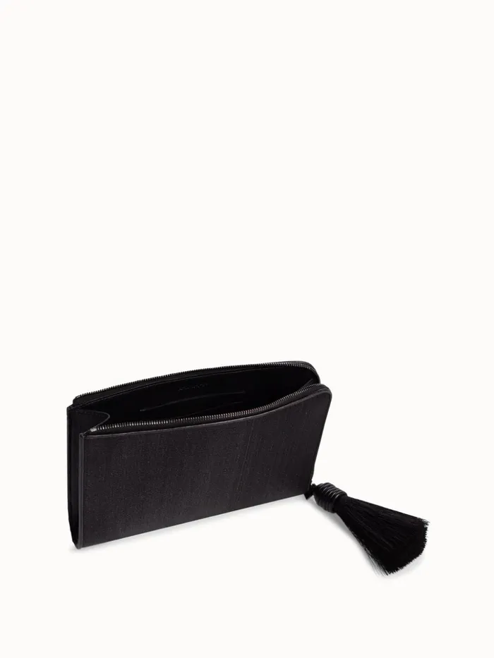 Tassle Pouch In Horsehair Fabric Black Metallic Women Akris Mini Bags