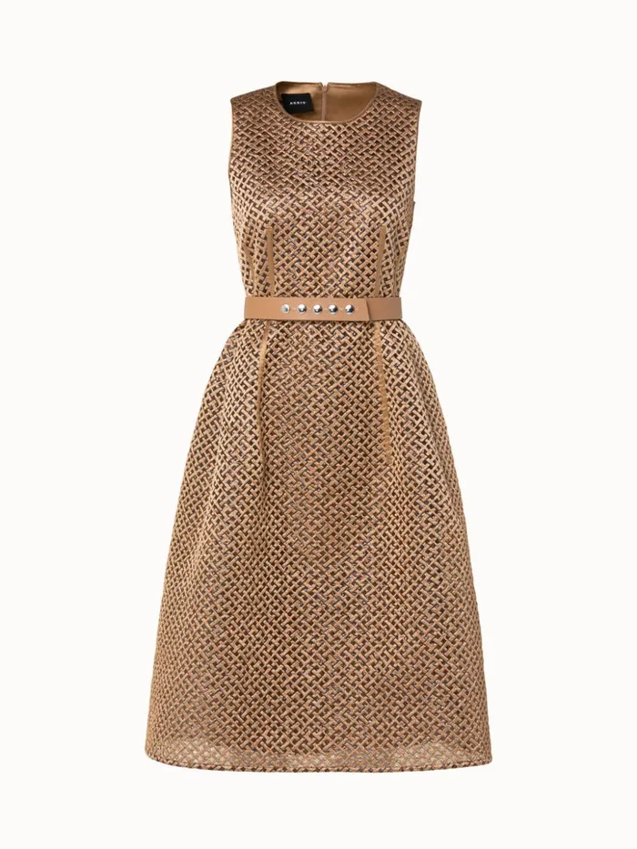 Techno Embroidery On Foil ALine Dress Cardboard Women Akris Dresses