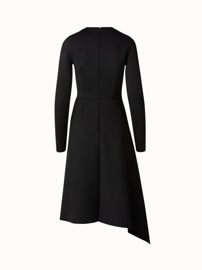 Techno Neoprene Asymmetrical Midi Dress Black Women Akris Dresses