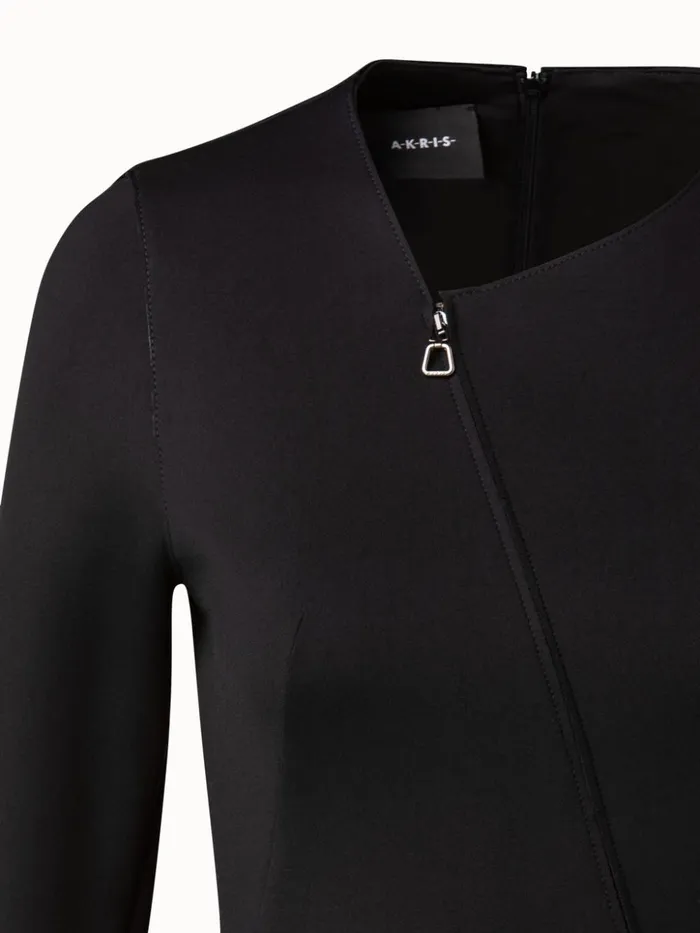Techno Neoprene Asymmetrical Midi Dress Black Women Akris Dresses