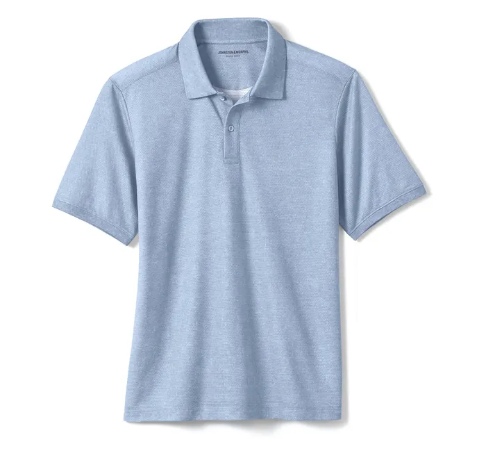 Textured Print Polo Light Blue Men Polos and Tees Johnston and Murphy
