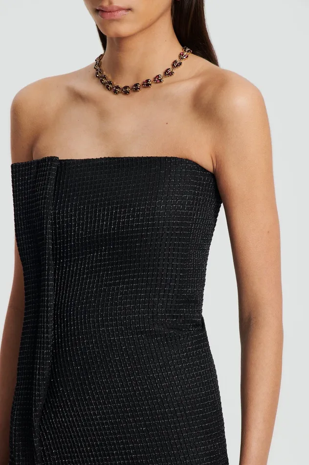TINSEL GINGHAM GOWN BLACK Women Dresses Scanlan Theodore