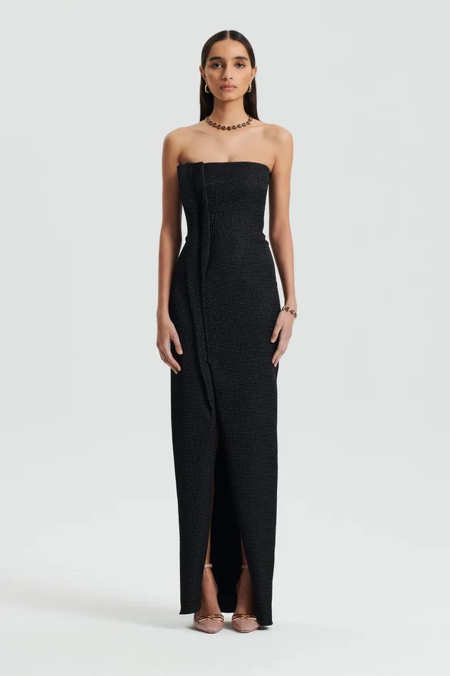 TINSEL GINGHAM GOWN BLACK Women Dresses Scanlan Theodore