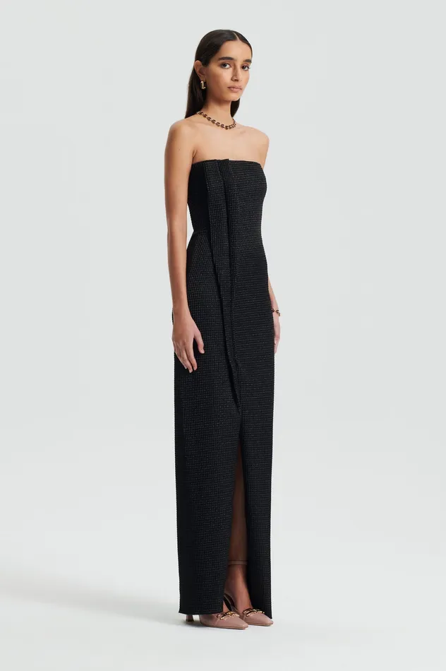 TINSEL GINGHAM GOWN BLACK Women Dresses Scanlan Theodore