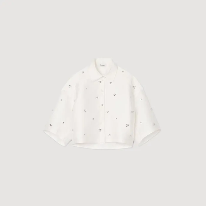 Tops and Shirts Women SANDRO Shirt Embellished With Rhinestones White