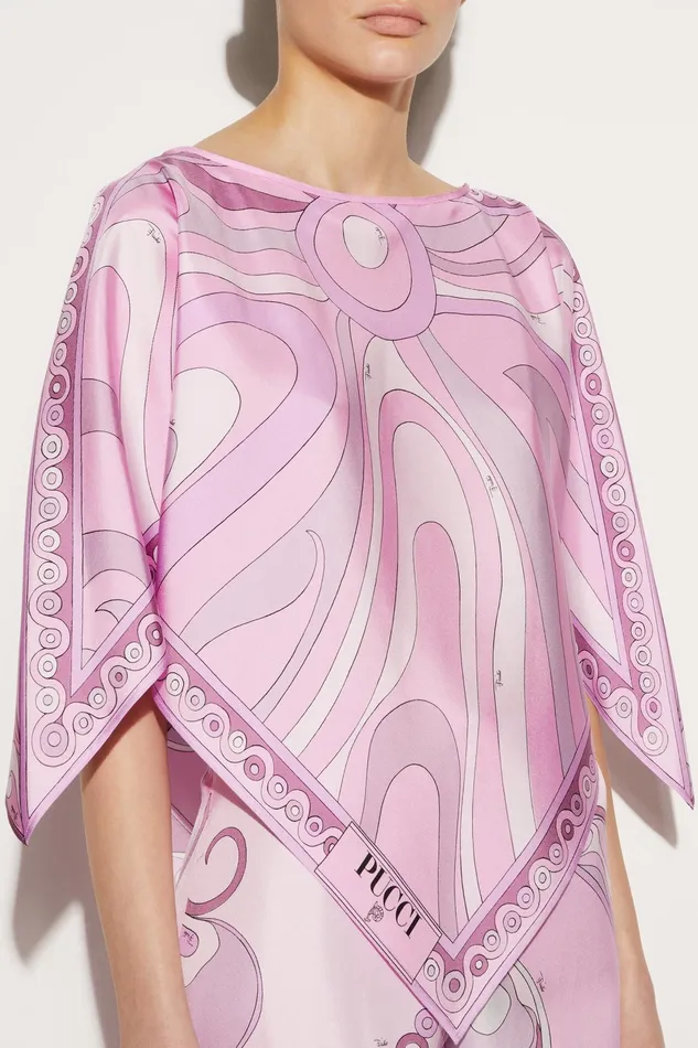 Tops And Shirts Women PUCCI Marmo And OrchideePrint SilkTwill Top