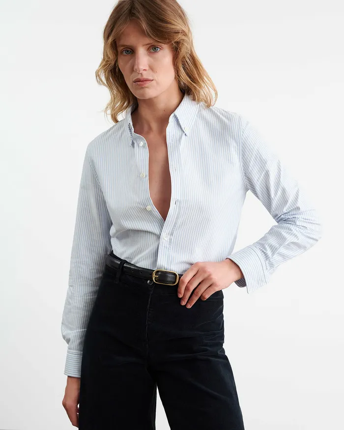 Tops Nili Lotan Women DYLLAN SHIRT Light Blue Stripe