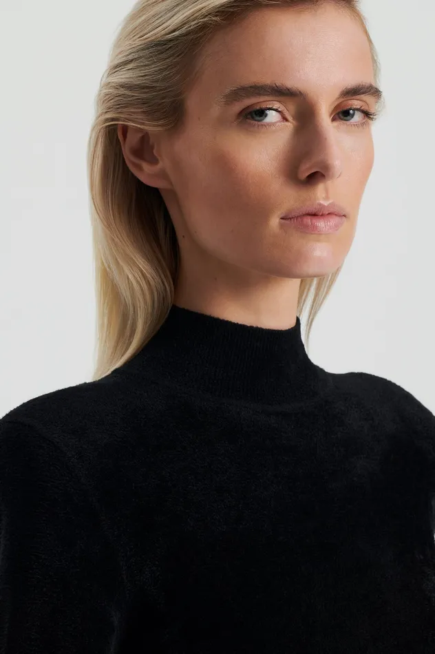 Tops Scanlan Theodore Women VELVET SHOULDER PAD SWEATER BLACK