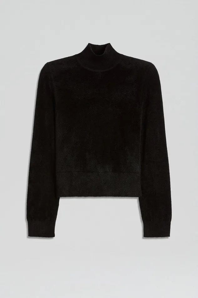 Tops Scanlan Theodore Women VELVET SHOULDER PAD SWEATER BLACK