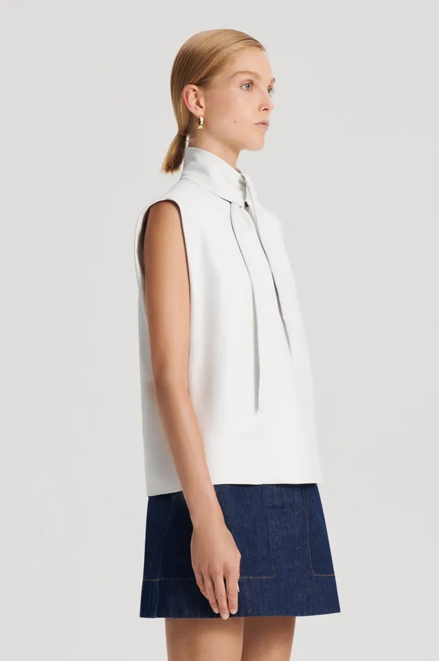 Tops Women LEATHER CRAVAT TOP WHITE Scanlan Theodore