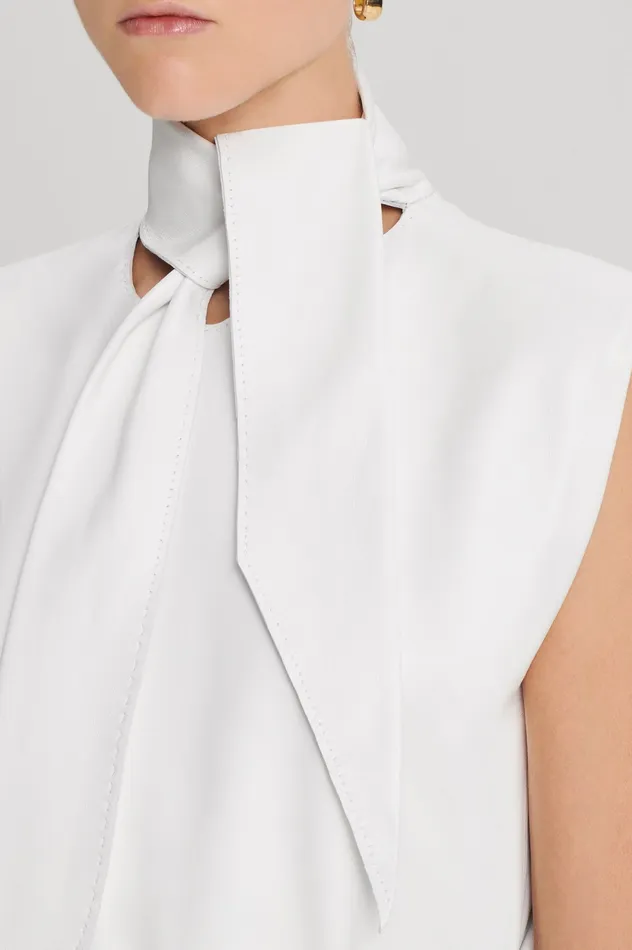 Tops Women LEATHER CRAVAT TOP WHITE Scanlan Theodore