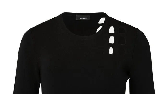 Trapezoid Cutout Long Sleeve Knit Pullover Black Women Akris Knitwear