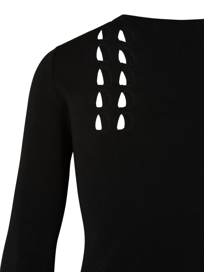 Trapezoid Cutout Long Sleeve Knit Pullover Black Women Akris Knitwear