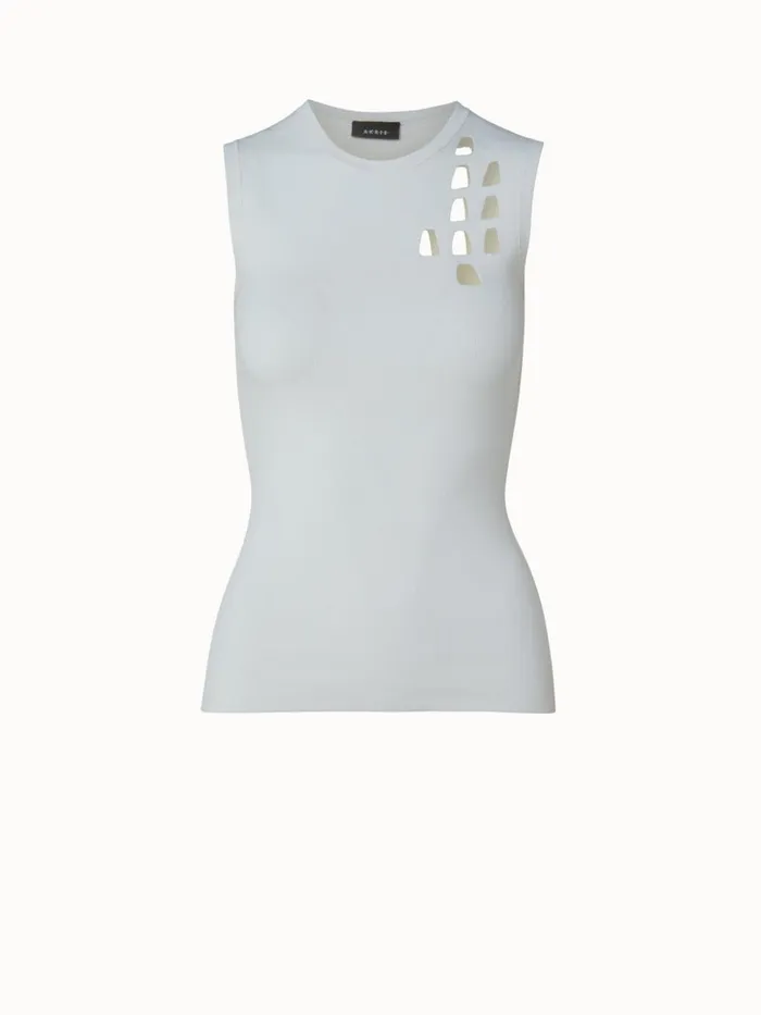 Trapezoid Cutout Sleeveless Knit Pullover Ecru Women Akris Knitwear