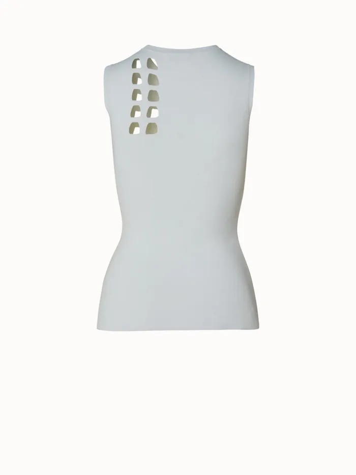 Trapezoid Cutout Sleeveless Knit Pullover Ecru Women Akris Knitwear