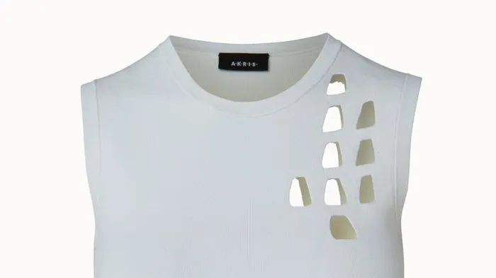 Trapezoid Cutout Sleeveless Knit Pullover Ecru Women Akris Knitwear