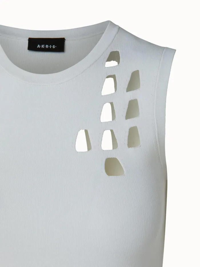 Trapezoid Cutout Sleeveless Knit Pullover Ecru Women Akris Knitwear