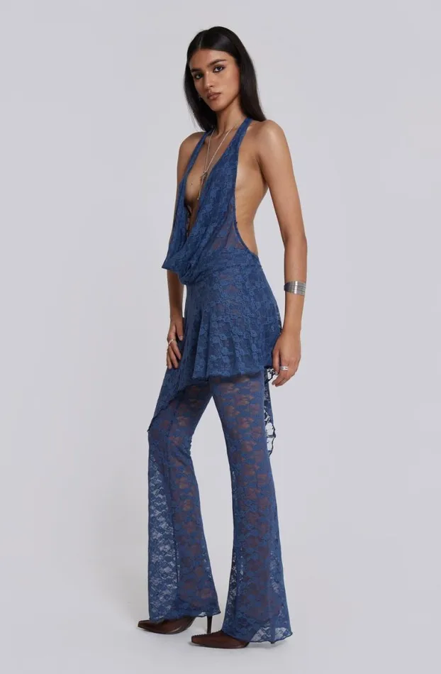 Trousers Women Jaded London Blue Riva Lace Coord Set