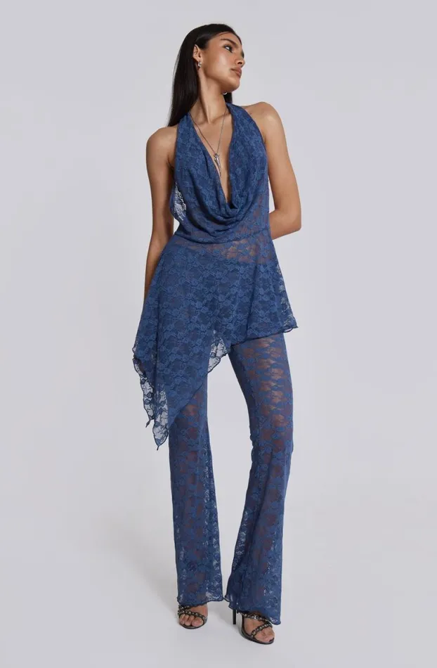 Trousers Women Jaded London Blue Riva Lace Coord Set