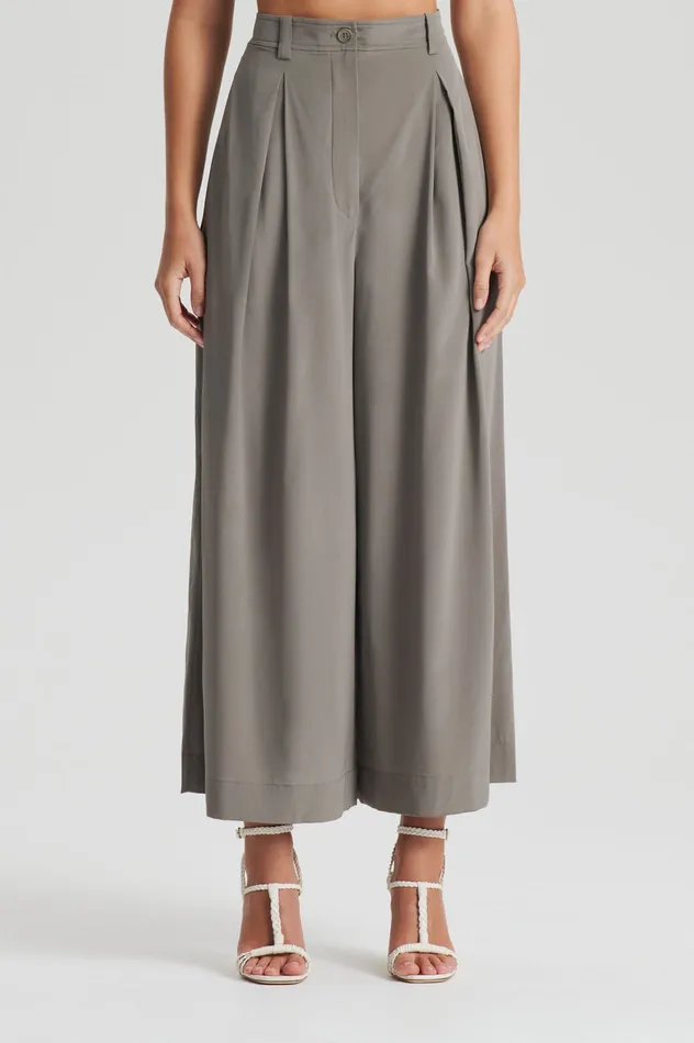 Trousers Women Scanlan Theodore SILK CROP TROUSER TAUPE