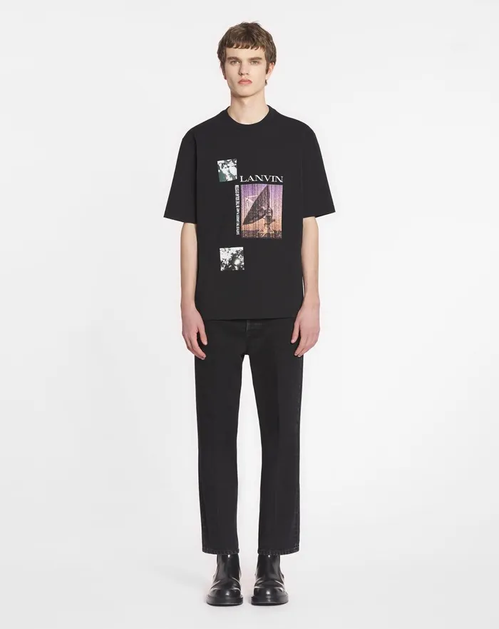 Unisex Printed Tshirt Black Men Lanvin Coats and Jackets Unisex Printed Tshirt Black Men Lanvin Coats and Jackets