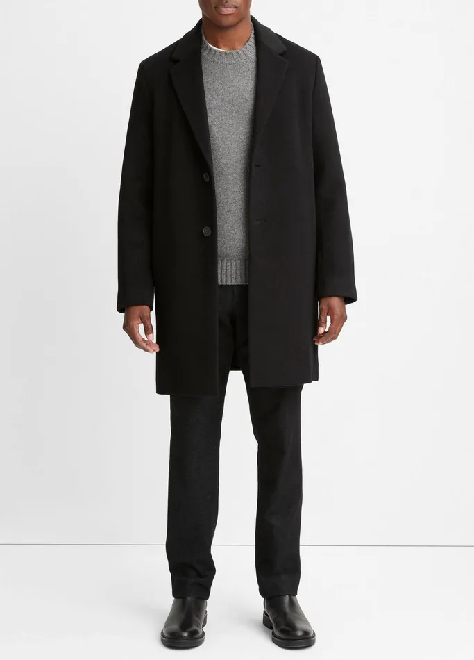 Vince Jackets and Outerwear Men Classic WoolBlend Coat Black