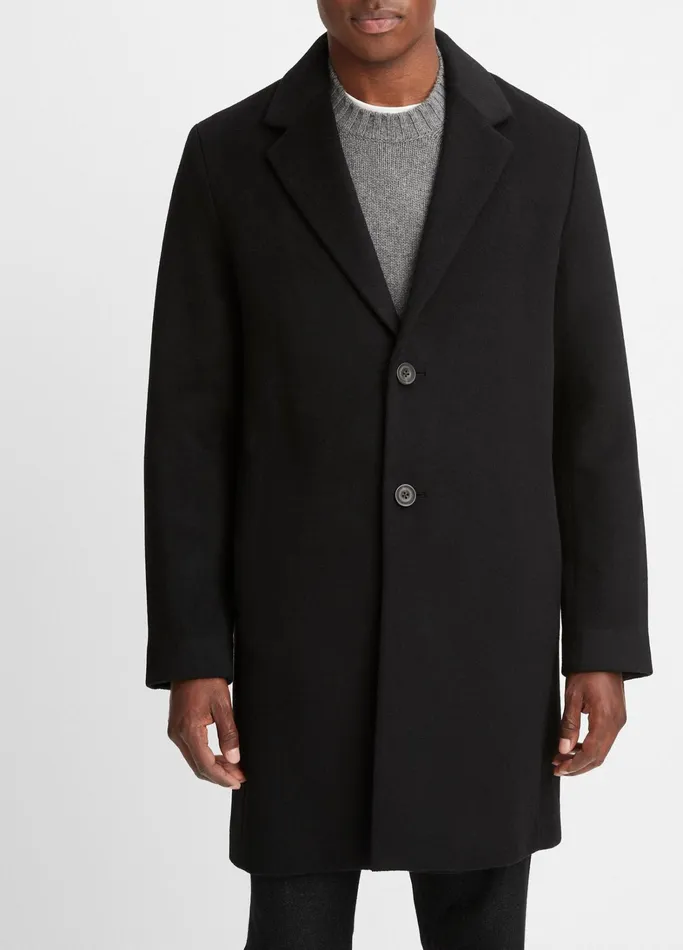 Vince Jackets and Outerwear Men Classic WoolBlend Coat Black