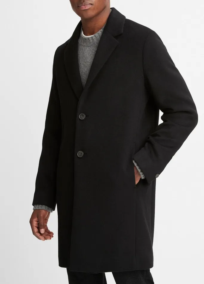 Vince Jackets and Outerwear Men Classic WoolBlend Coat Black