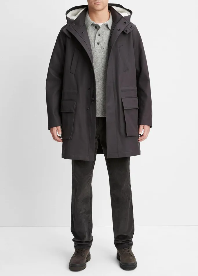 Vince Jackets and Outerwear Men SherpaLined Parka Soft Blackdeco Cream
