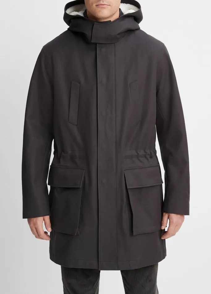 Vince Jackets and Outerwear Men SherpaLined Parka Soft Blackdeco Cream
