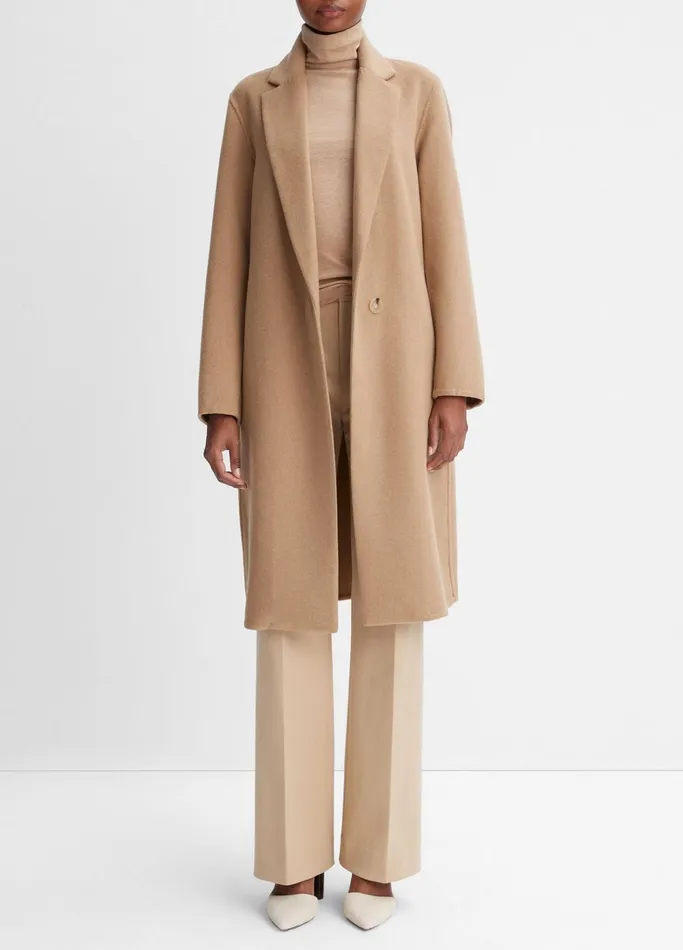 Vince Jackets and Outerwear Women Classic Straight Coat Camello