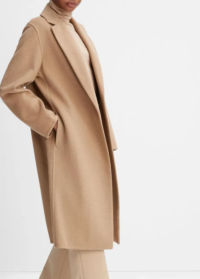 Vince Jackets and Outerwear Women Classic Straight Coat Camello