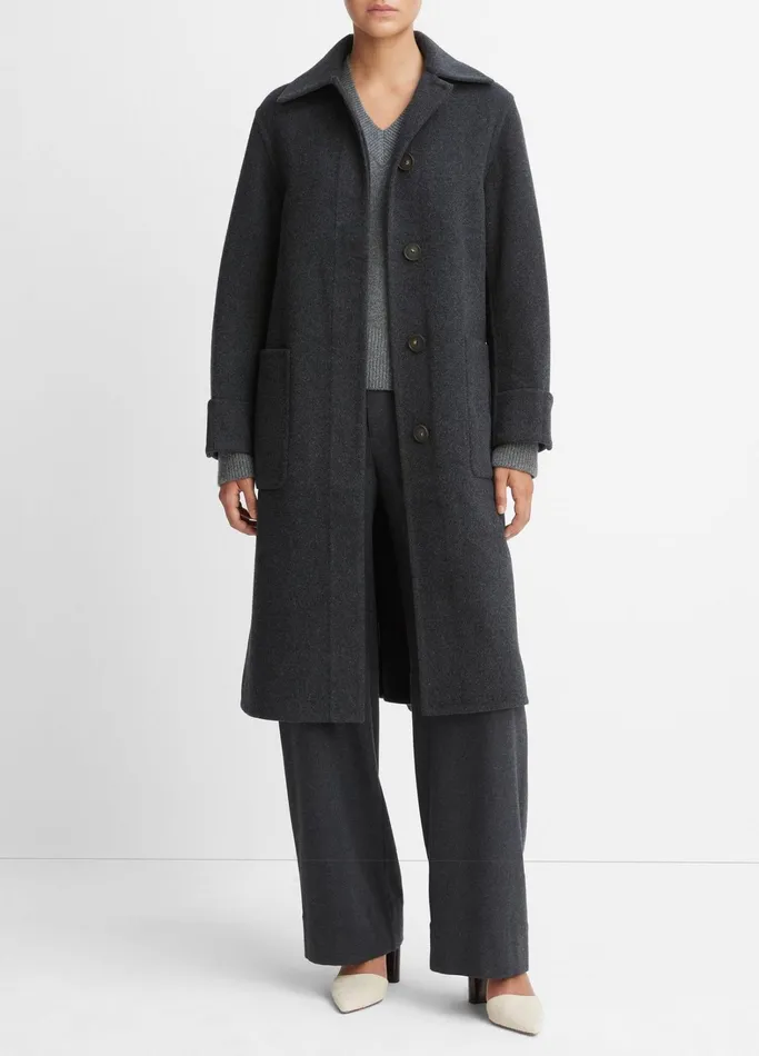 Vince Jackets and Outerwear Women Fine WoolBlend Lined Overcoat Heather Charcoal