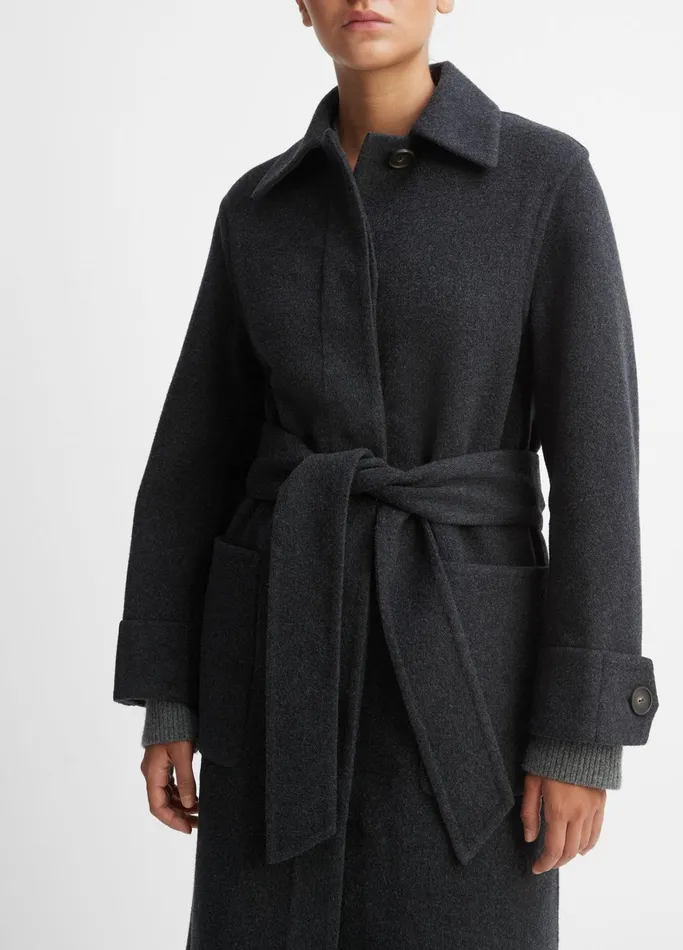 Vince Jackets and Outerwear Women Fine WoolBlend Lined Overcoat Heather Charcoal