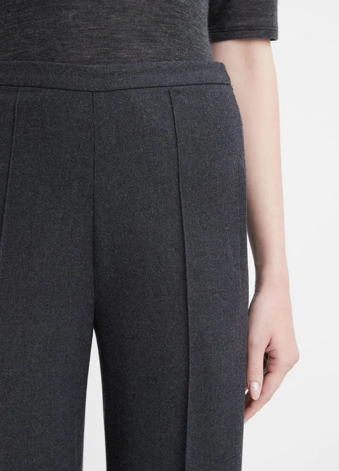 Vince Pants and Shorts Women Brushed Wool MidRise StraightLeg Pant Heather Charcoal
