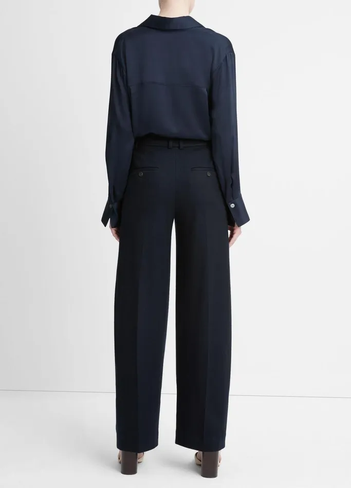 Vince Pants and Shorts Women Cozy WoolBlend PleatedFront Pant Coastal Blue