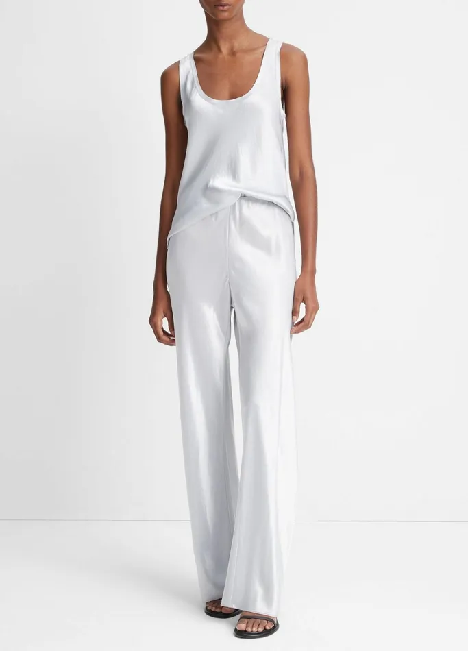 Vince Pants and Shorts Women Fluid Satin Bias Pant Silverstone