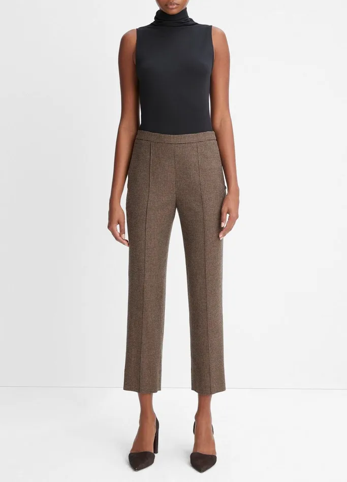 Vince Pants and Shorts Women Houndstooth MidRise Pant Blackcamel