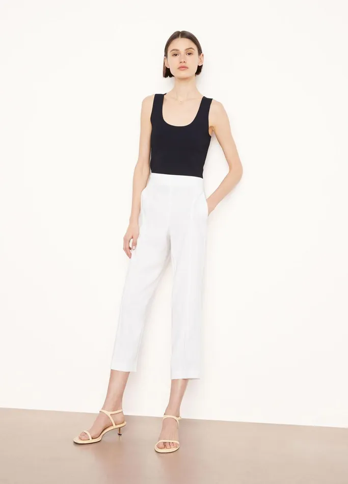 Vince Pants and Shorts Women LinenBlend Tapered PullOn Pant Off White