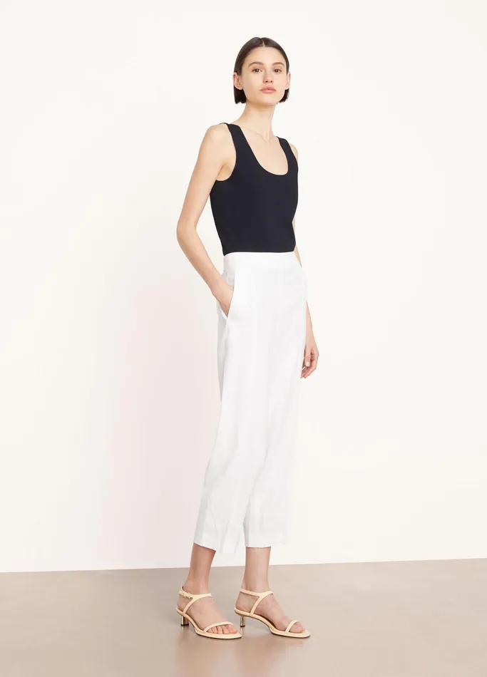Vince Pants and Shorts Women LinenBlend Tapered PullOn Pant Off White