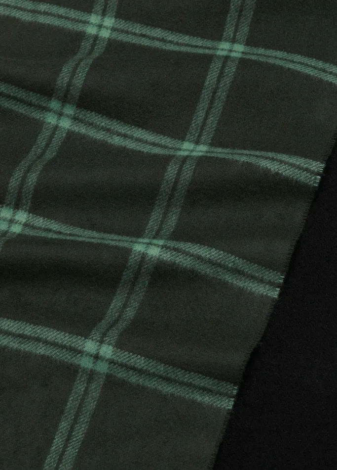 Vince Scarves Hats and Gloves Men Windowpane Wool And Cashmere DoubleFace Scarf Mineral Green