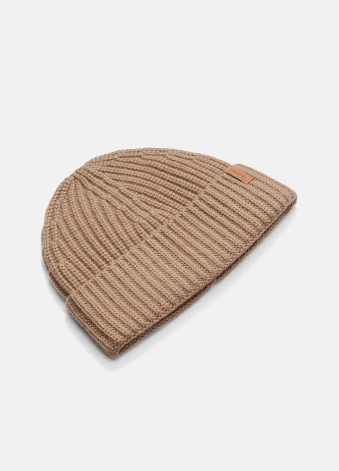 Vince Scarves Hats and Gloves Men WoolCashmere ShakerStitch Hat Camel