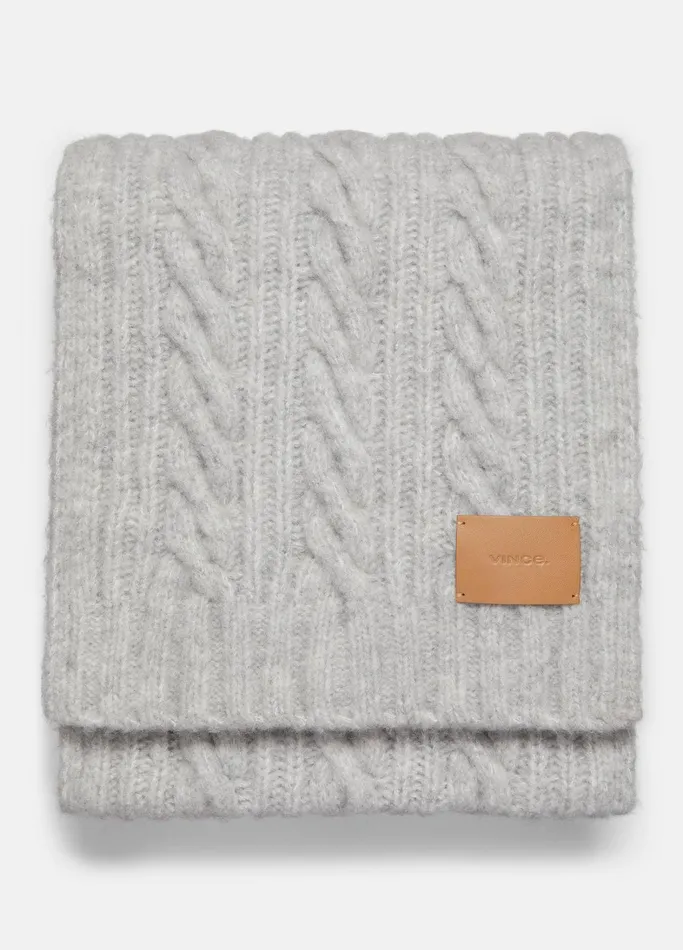 Vince Scarves Hats and Gloves Women Airspun WoolBlend CableKnit Scarf Steel