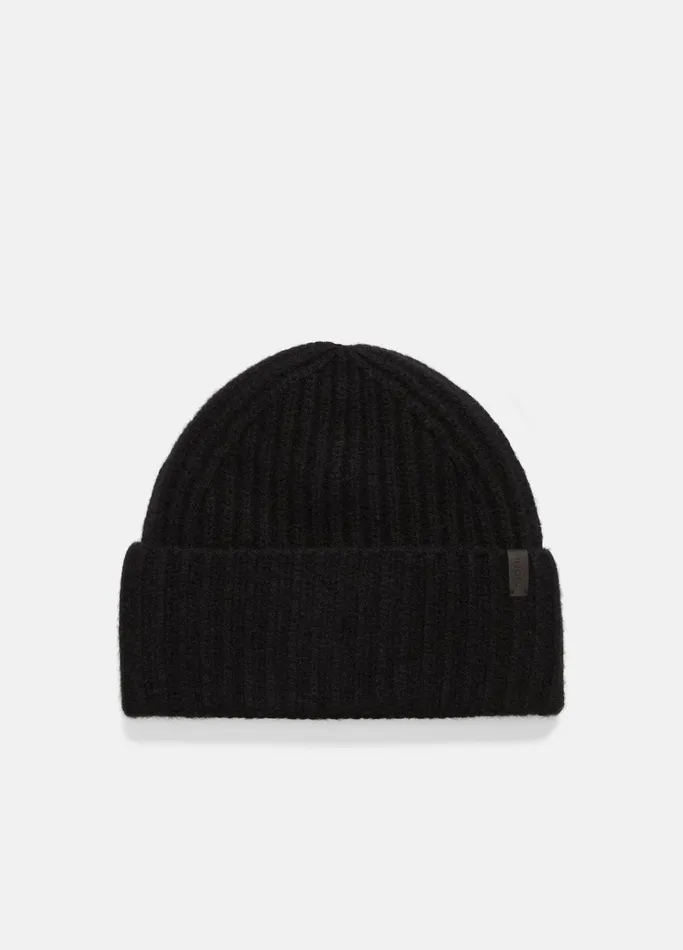 Vince Scarves Hats and Gloves Women Plush Cashmere Chunky Knit Hat Black