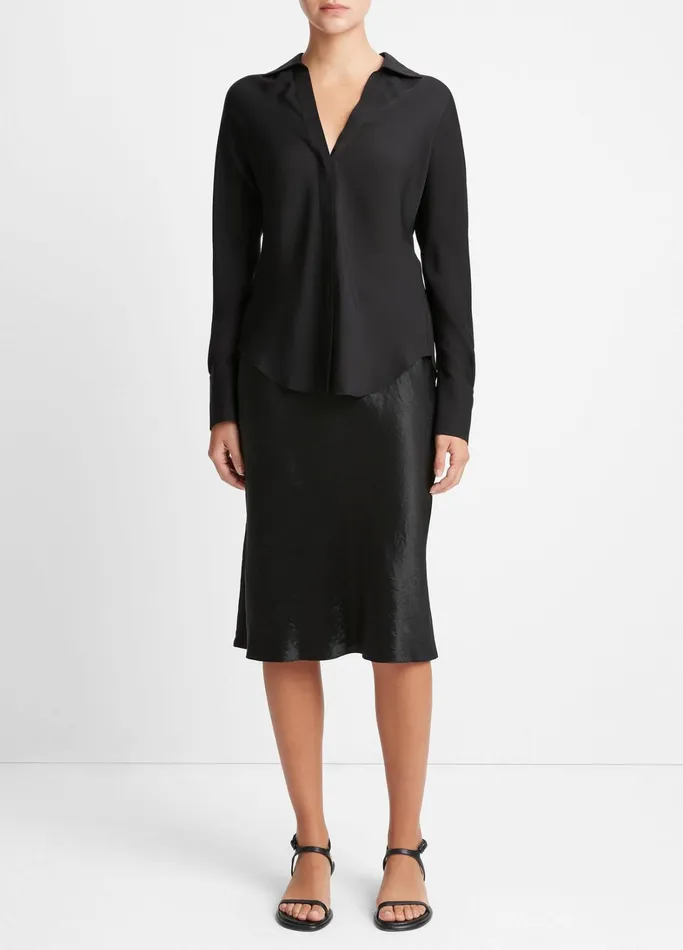 Vince Shirts and Tops Women Silk Bias DolmanSleeve Shirt Black